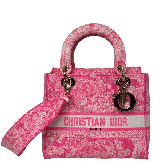 Dior Lady D-Lite Medium Toile de Jouy fluoreszierendes Pink Fullset Dior