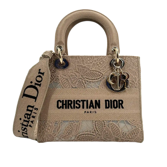 Dior Lady D-Lite Tasche Medium beige / neuwertig Dior