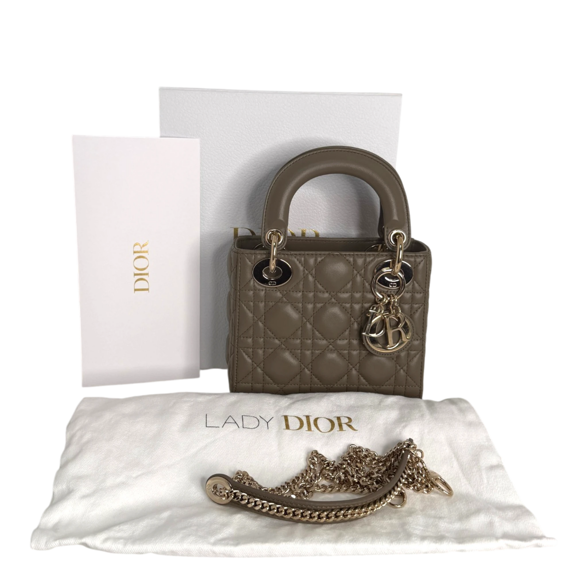 Dior Lady Dior Mini Cannage Lammleder mit Kette Dior