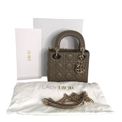 Dior Lady Dior Mini Cannage Lammleder mit Kette Dior