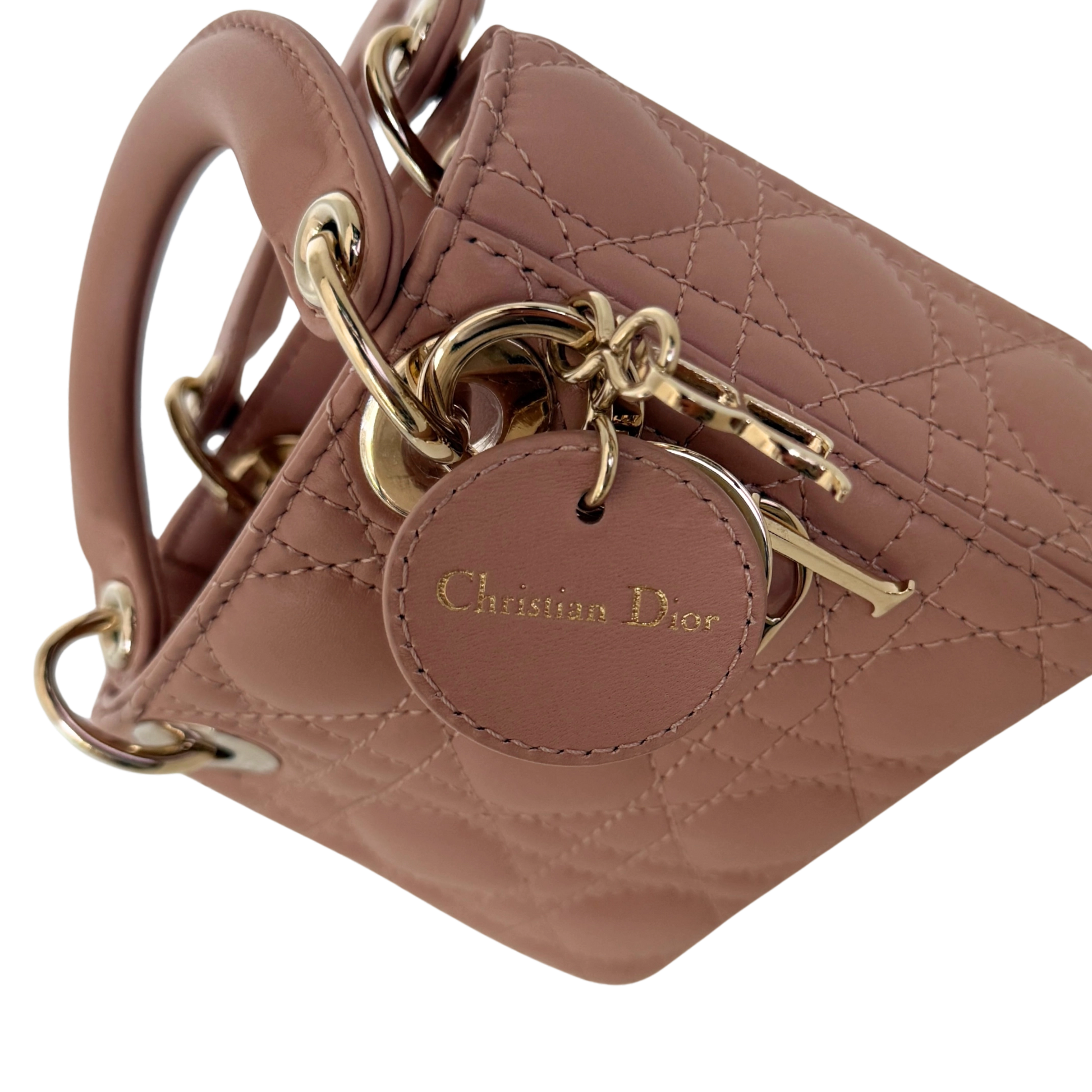 Lady Dior Microtasche Cannage Lammleder Rose de Vents / sehr gut Dior