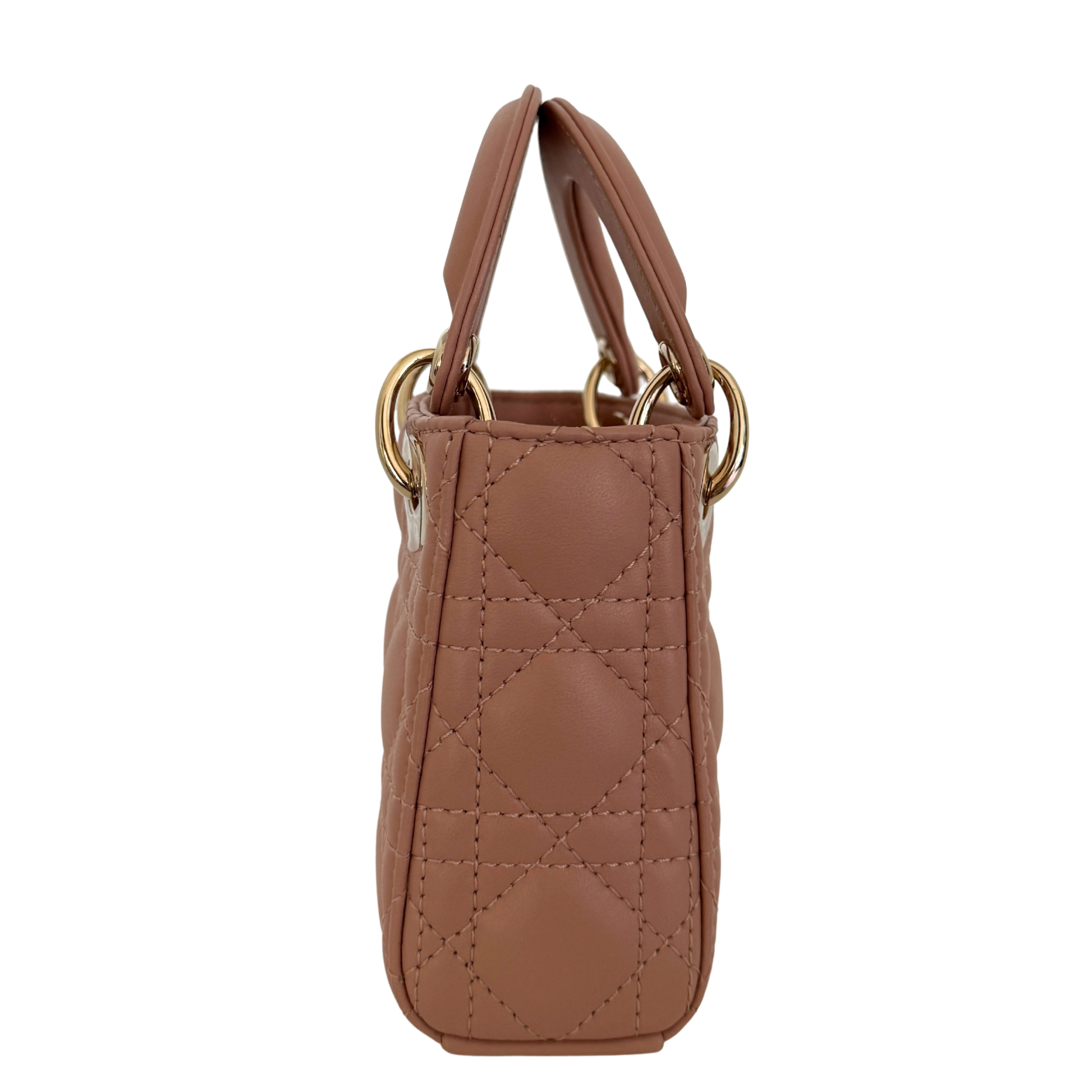 Lady Dior Microtasche Cannage Lammleder Rose de Vents / sehr gut Dior