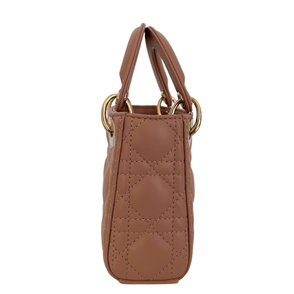 Lady Dior Microtasche Cannage Lammleder Rose de Vents / sehr gut Dior