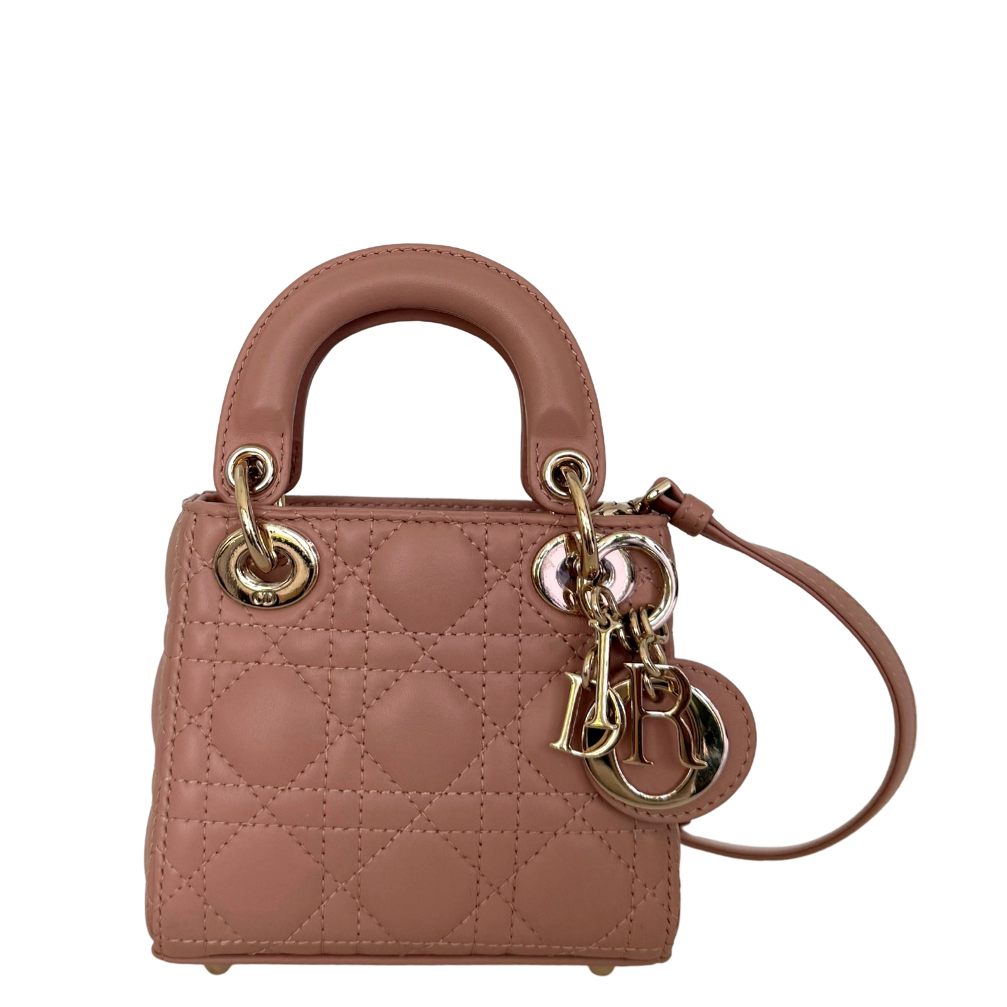 Lady Dior Microtasche Cannage Lammleder Rose de Vents / sehr gut Dior