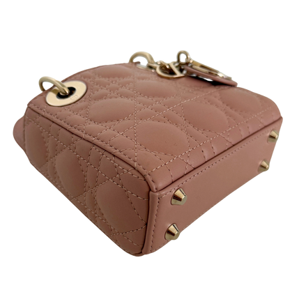 Lady Dior Microtasche Cannage Lammleder Rose de Vents / sehr gut Dior