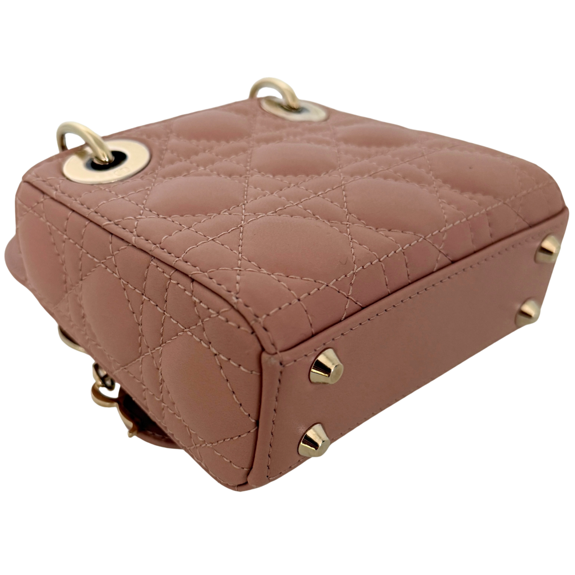 Lady Dior Microtasche Cannage Lammleder Rose de Vents / sehr gut Dior