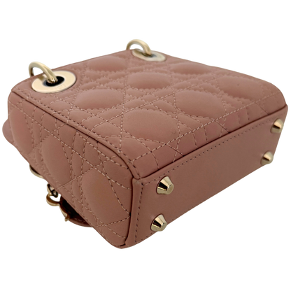 Lady Dior Microtasche Cannage Lammleder Rose de Vents / sehr gut Dior