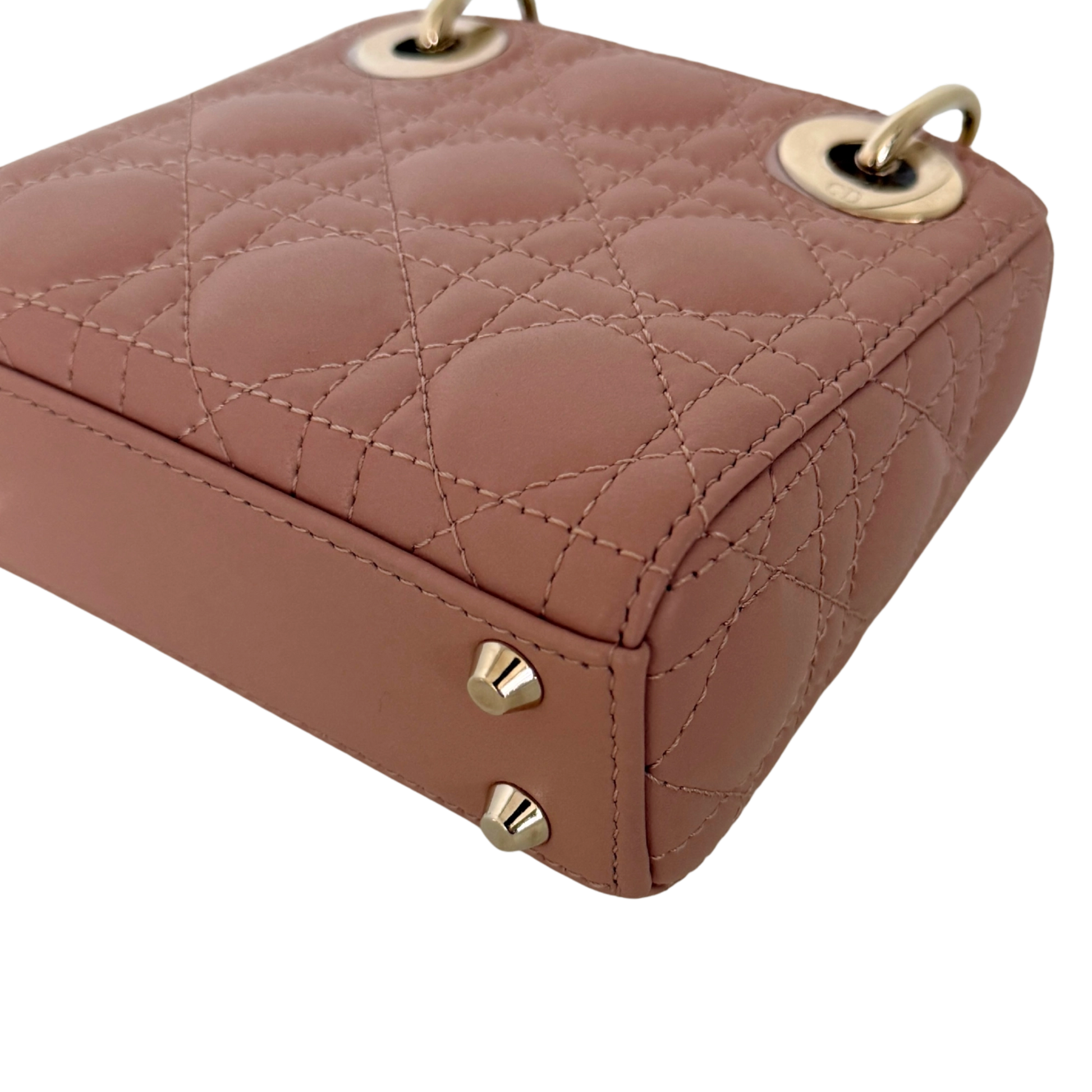 Lady Dior Microtasche Cannage Lammleder Rose de Vents / sehr gut Dior