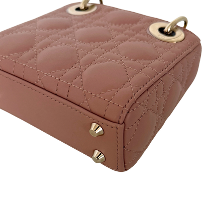 Lady Dior Microtasche Cannage Lammleder Rose de Vents / sehr gut Dior