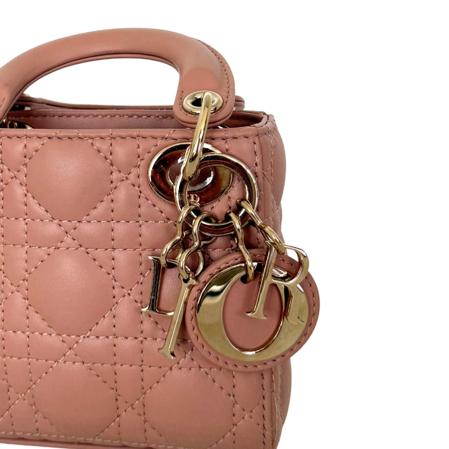 Lady Dior Microtasche Cannage Lammleder Rose de Vents / sehr gut Dior