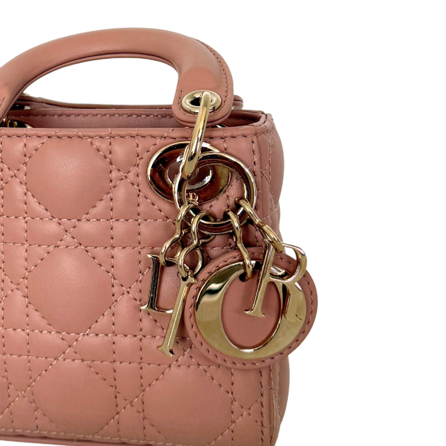 Lady Dior Microtasche Cannage Lammleder Rose de Vents / sehr gut Dior