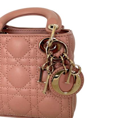 Lady Dior Microtasche Cannage Lammleder Rose de Vents / sehr gut Dior