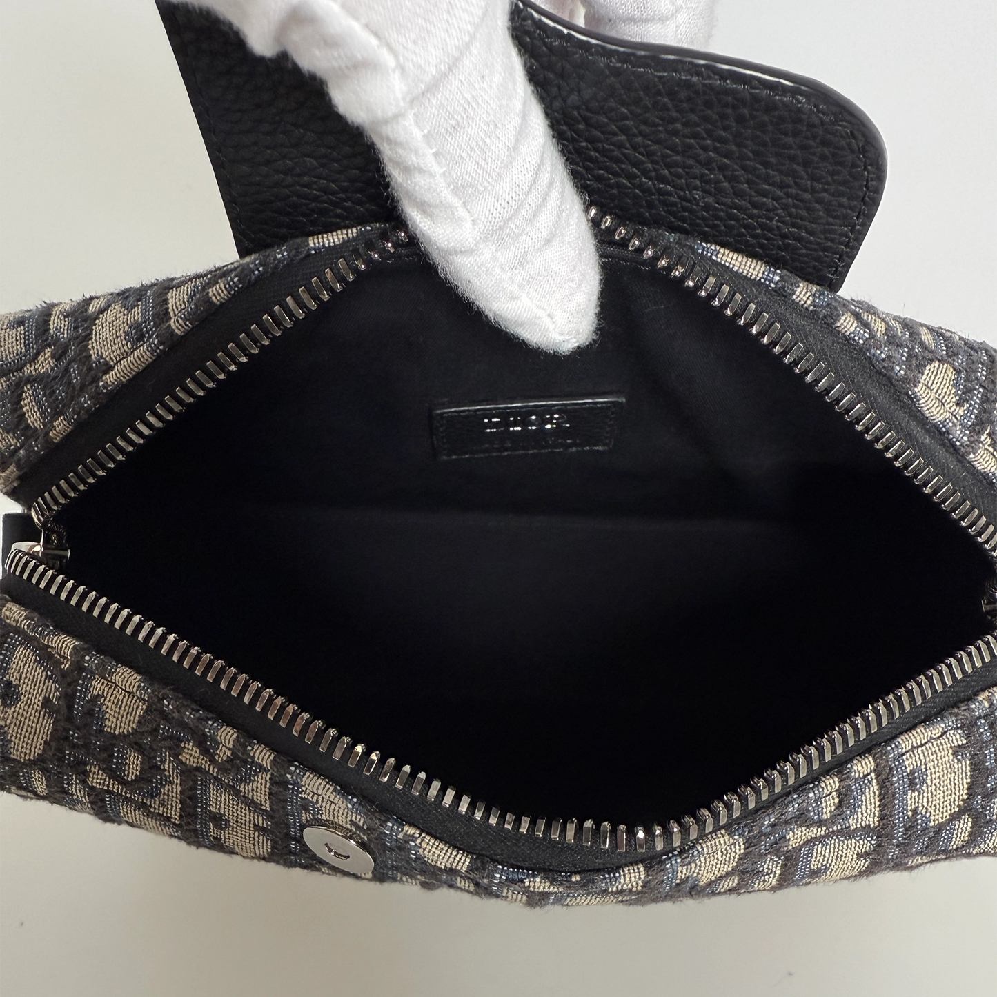 Christian Dior Blue Oblique Canvas Dior Lingot Pouch Fullset / neuwertig Dior