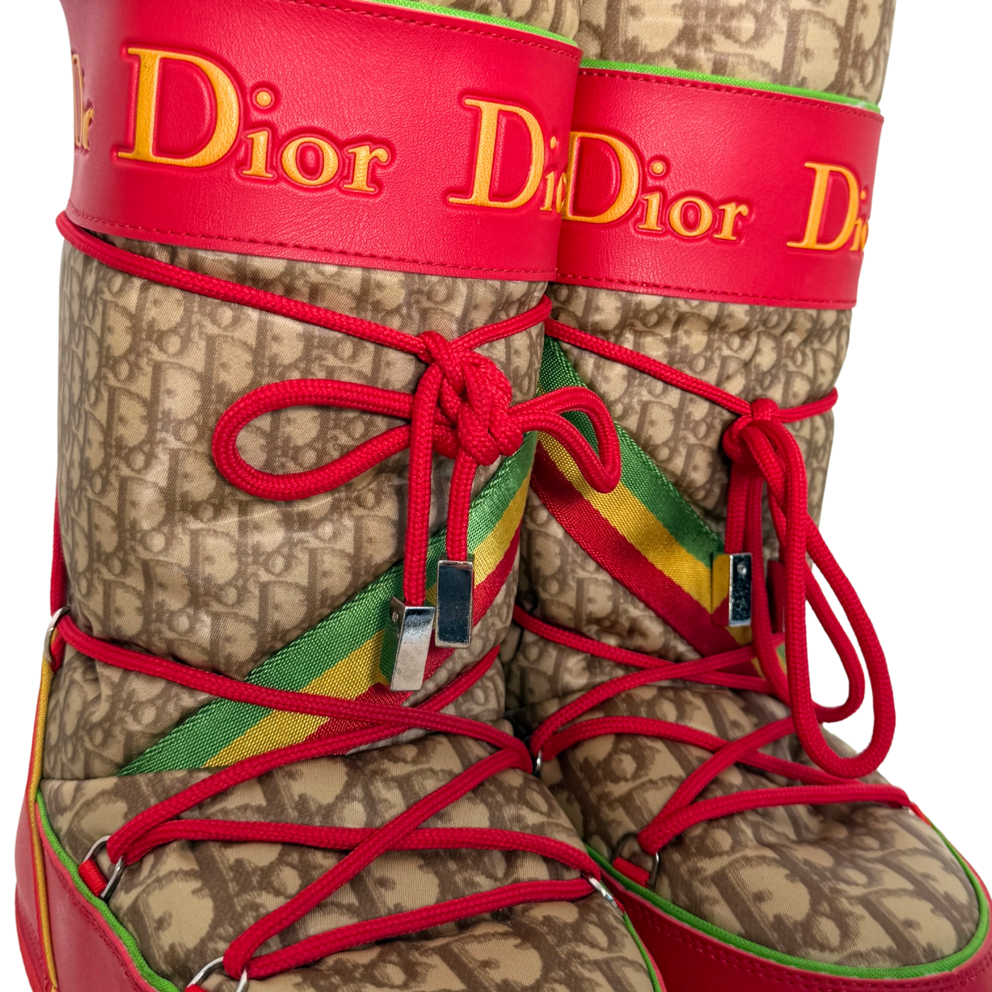 Dior Diorissimo Rasta Moon Boots Größe 35-37 Rot / sehr gut Dior