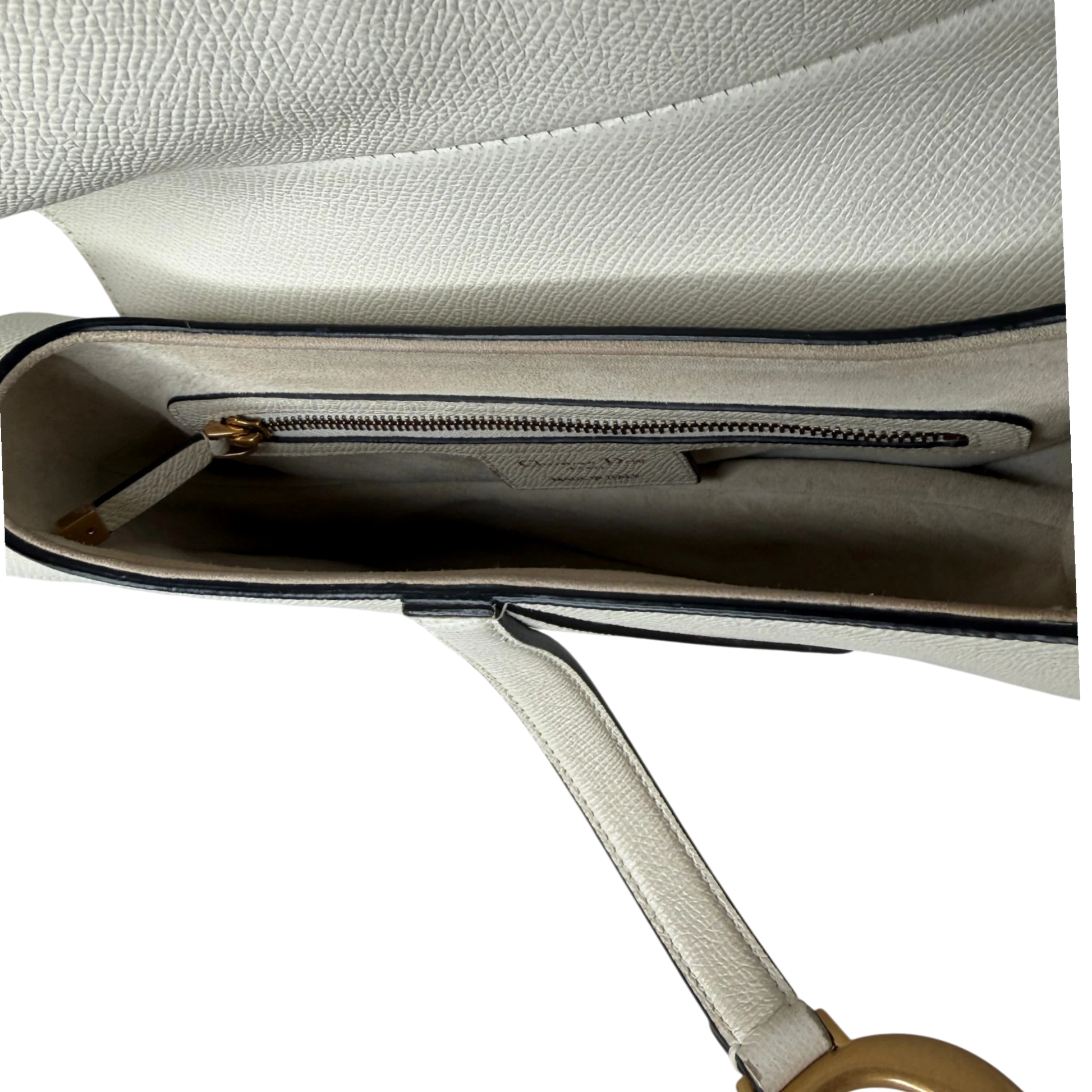 Dior Saddle Bag Medium cremeweißes Grained Calfskin Dior