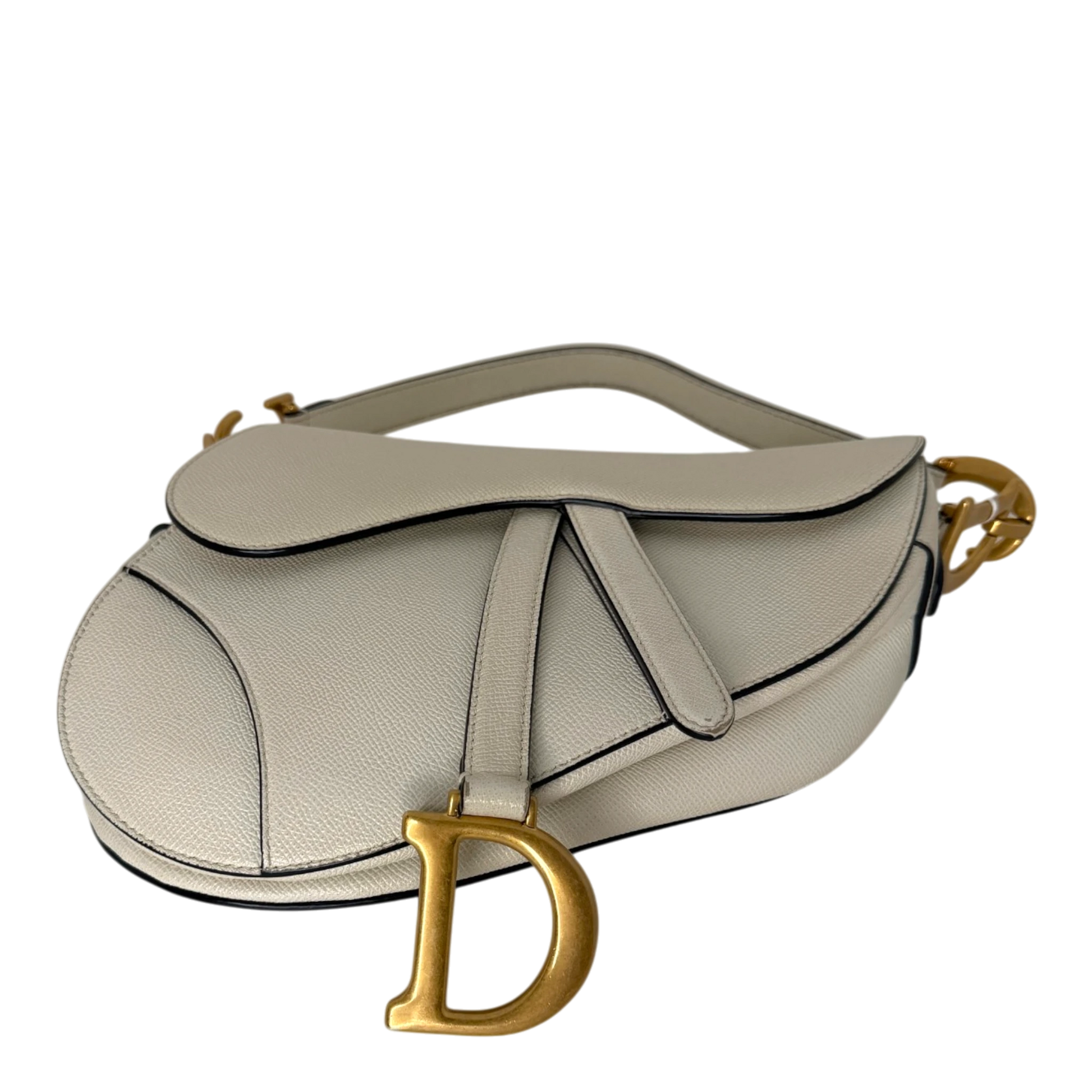 Dior Saddle Bag Medium cremeweißes Grained Calfskin Dior