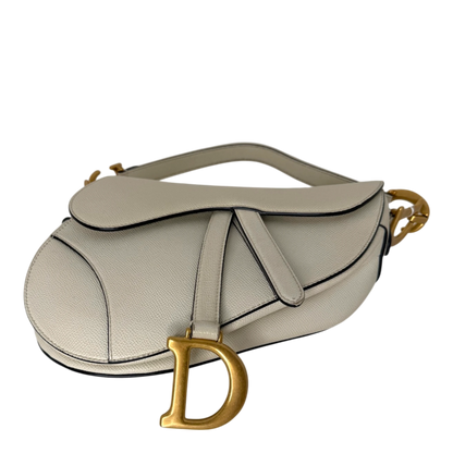 Dior Saddle Bag Medium cremeweißes Grained Calfskin Dior
