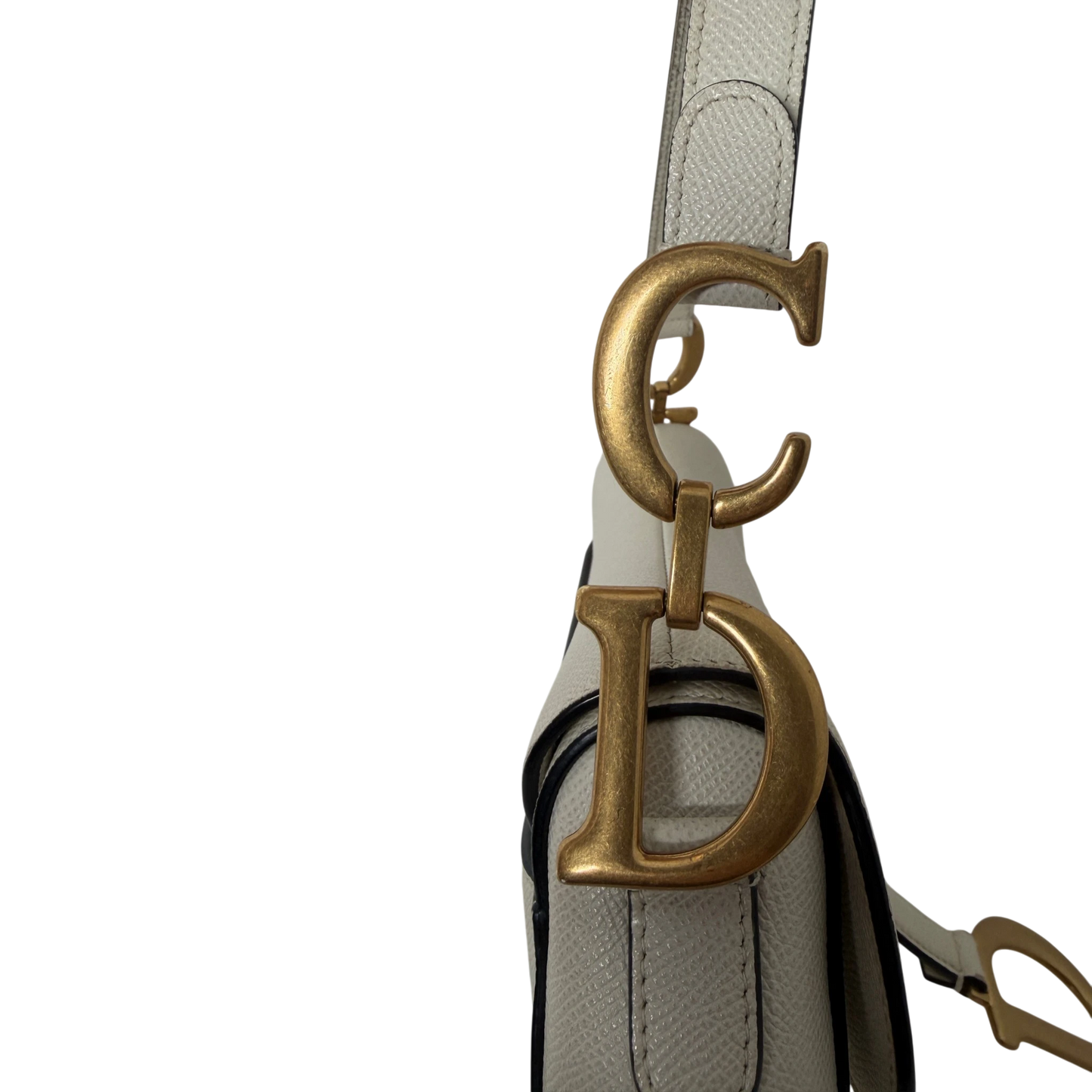 Dior Saddle Bag Medium cremeweißes Grained Calfskin Dior