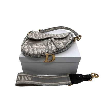 Christian Dior Saddle Bag Oblique Jacquard Medium inkl. Schulterriemen Fullset / sehr gut Dior