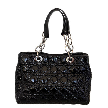 Christian Dior Soft Lady Dior Shopper Cannage Lackleder Schwarz / gut Dior