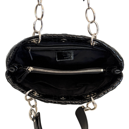 Christian Dior Soft Lady Dior Shopper Cannage Lackleder Schwarz / gut Dior