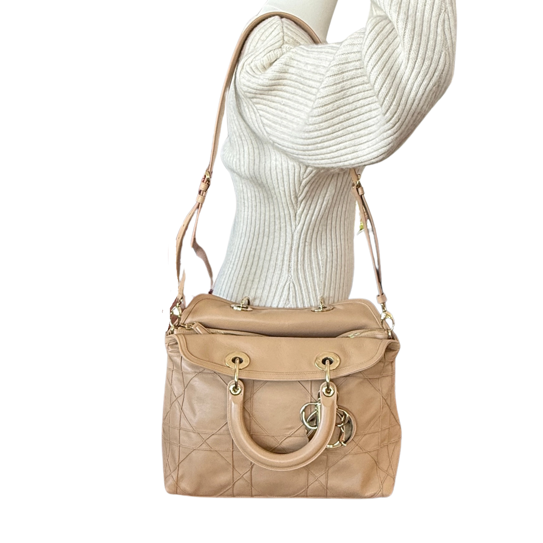 Dior Cannage Granville Tote Bag Beige / akzeptabel Dior
