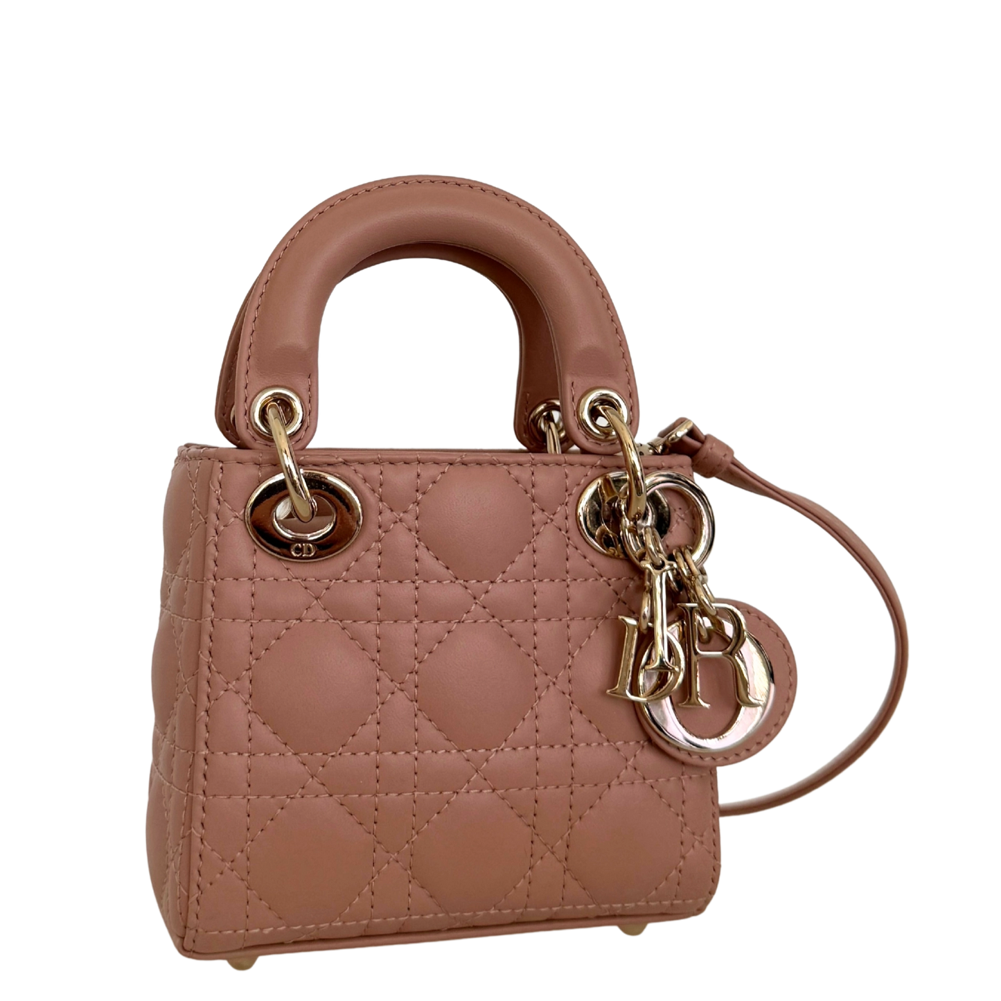 Lady Dior Microtasche Cannage Lammleder Rose de Vents / sehr gut Dior