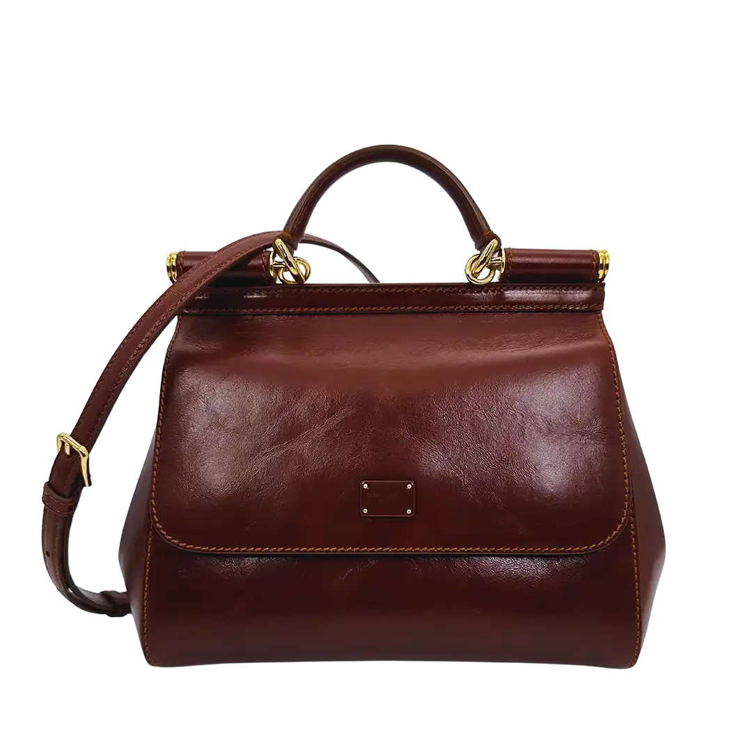 Dolce & Gabbana Sicily Medium Tasche aus Vintage Kalbsleder braun / sehr gut Dolce & Gabbana