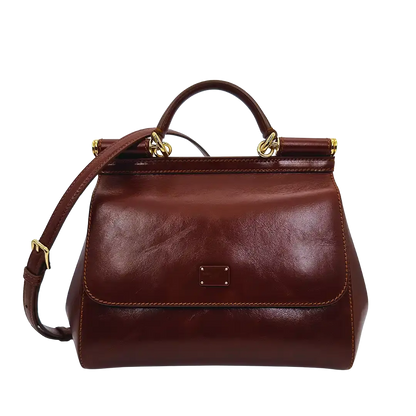 Dolce & Gabbana Sicily Medium Tasche aus Vintage Kalbsleder braun / sehr gut Dolce & Gabbana