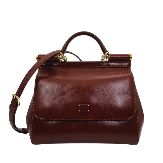 Dolce & Gabbana Sicily Medium Tasche aus Vintage Kalbsleder braun / sehr gut Dolce & Gabbana