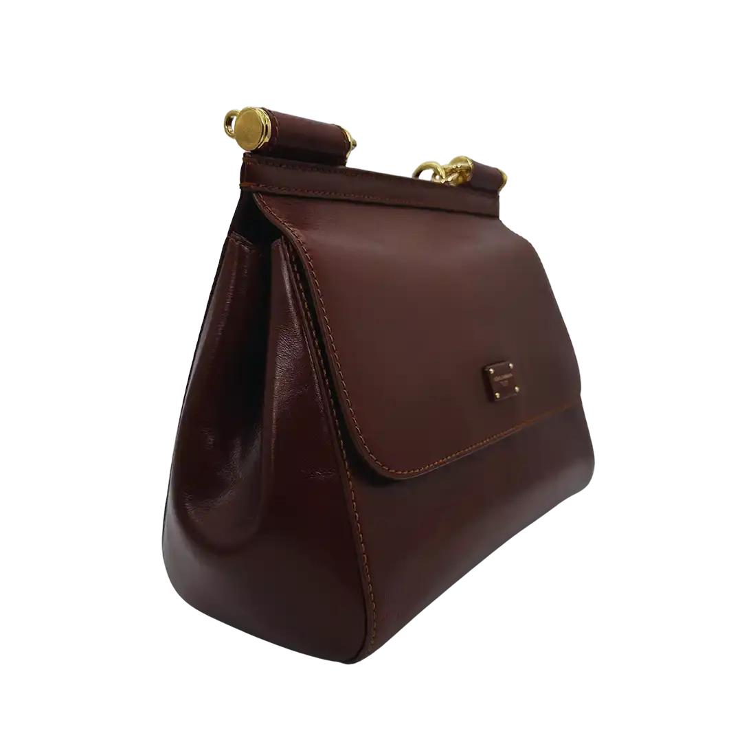 Dolce & Gabbana Sicily Medium Tasche aus Vintage Kalbsleder braun / sehr gut Dolce & Gabbana