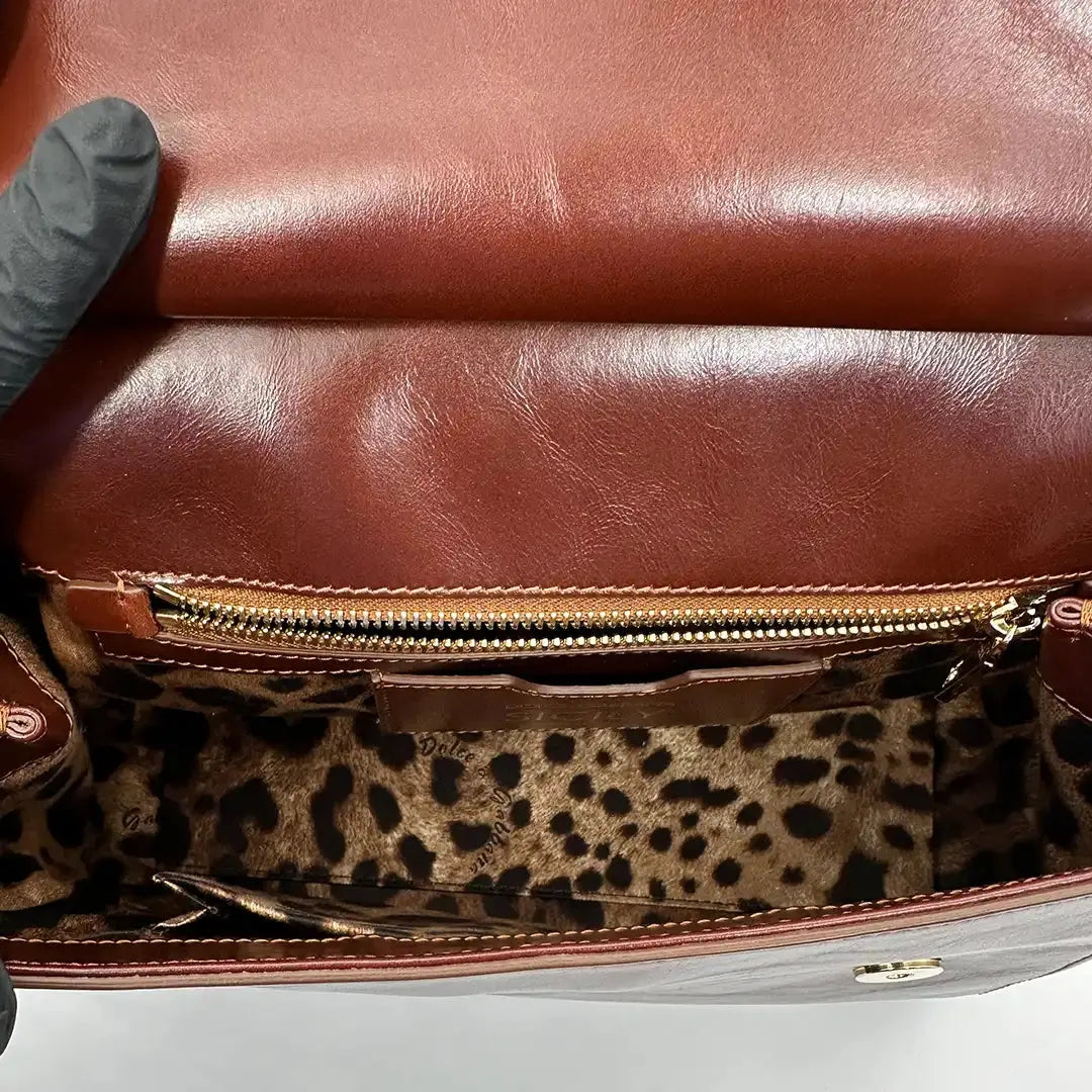 Dolce & Gabbana Sicily Medium Tasche aus Vintage Kalbsleder braun / sehr gut Dolce & Gabbana