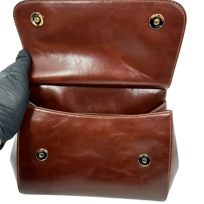 Dolce & Gabbana Sicily Medium Tasche aus Vintage Kalbsleder braun / sehr gut Dolce & Gabbana