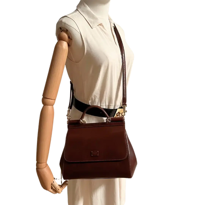 Dolce & Gabbana Sicily Medium Tasche aus Vintage Kalbsleder braun / sehr gut Dolce & Gabbana