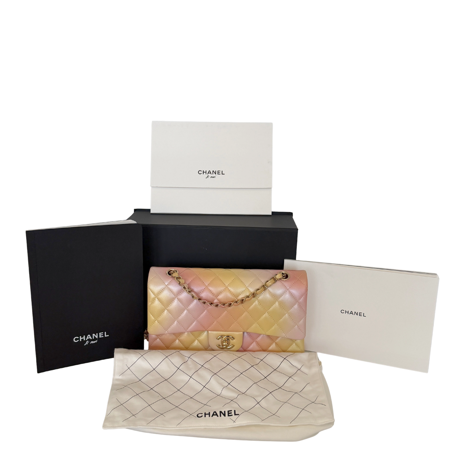 Chanel Timeless Double Flap Medium Tie Dye Ombre Multicolor 2024 Fullset / sehr gut Chanel