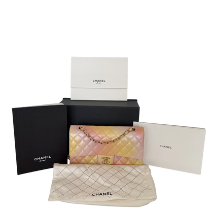 Chanel Timeless Double Flap Medium Tie Dye Ombre Multicolor 2024 Fullset / sehr gut Chanel