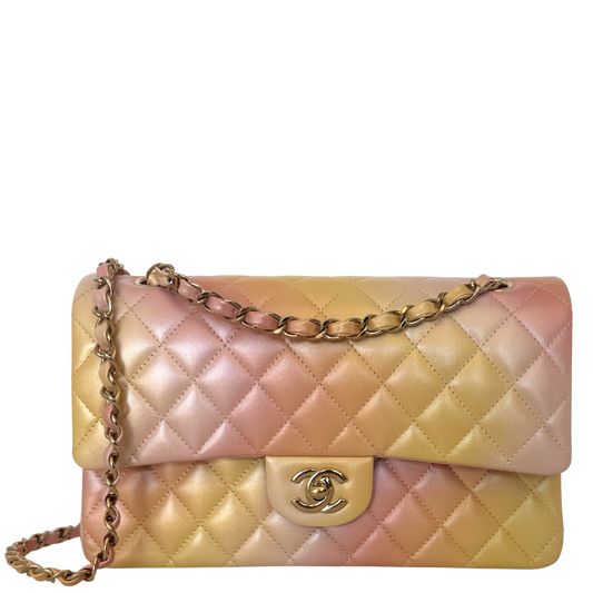 Chanel Timeless Double Flap Medium Tie Dye Ombre Multicolor 2024 Fullset / sehr gut Chanel