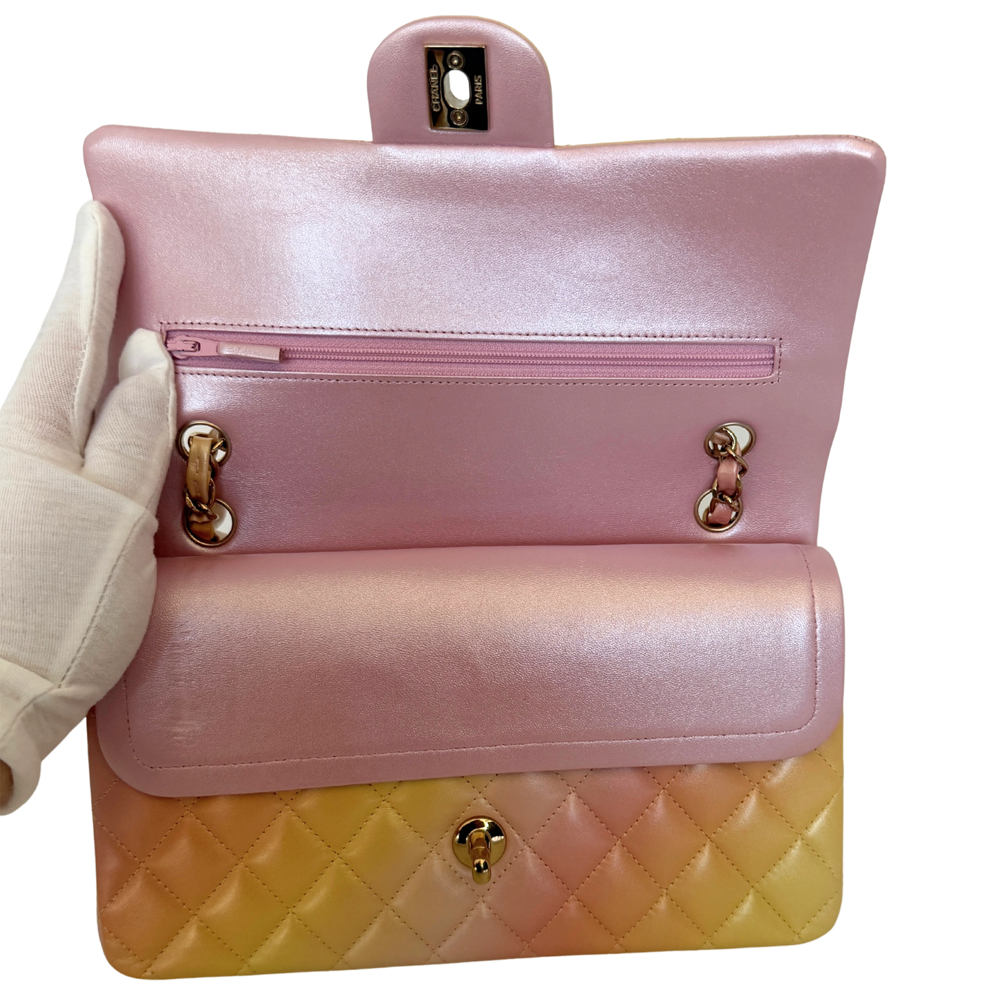 Chanel Timeless Double Flap Medium Tie Dye Ombre Multicolor 2024 Fullset / sehr gut Chanel