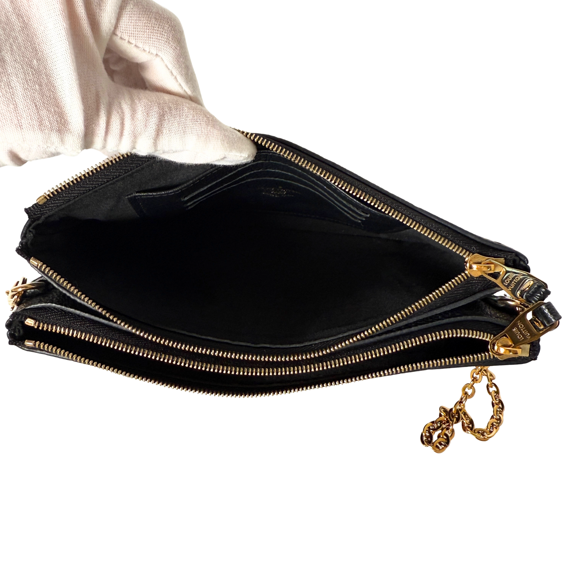 Louis Vuitton Pochette Double Zip Monogram Empreinte Schwarz Fullset / sehr gut Louis Vuitton