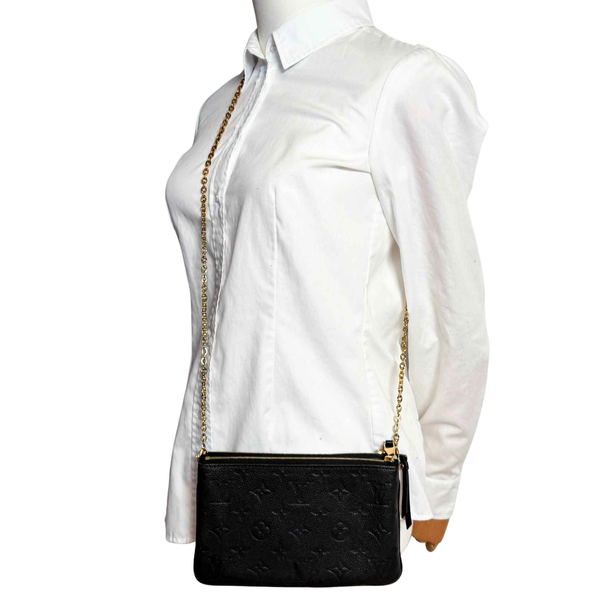 Louis Vuitton Pochette Double Zip Monogram Empreinte Schwarz Fullset / sehr gut Louis Vuitton