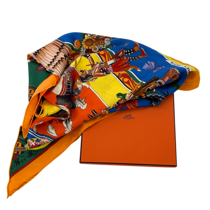 Hermès Dreieckstuch Kashina Orange Gelb / sehr gut Hermès