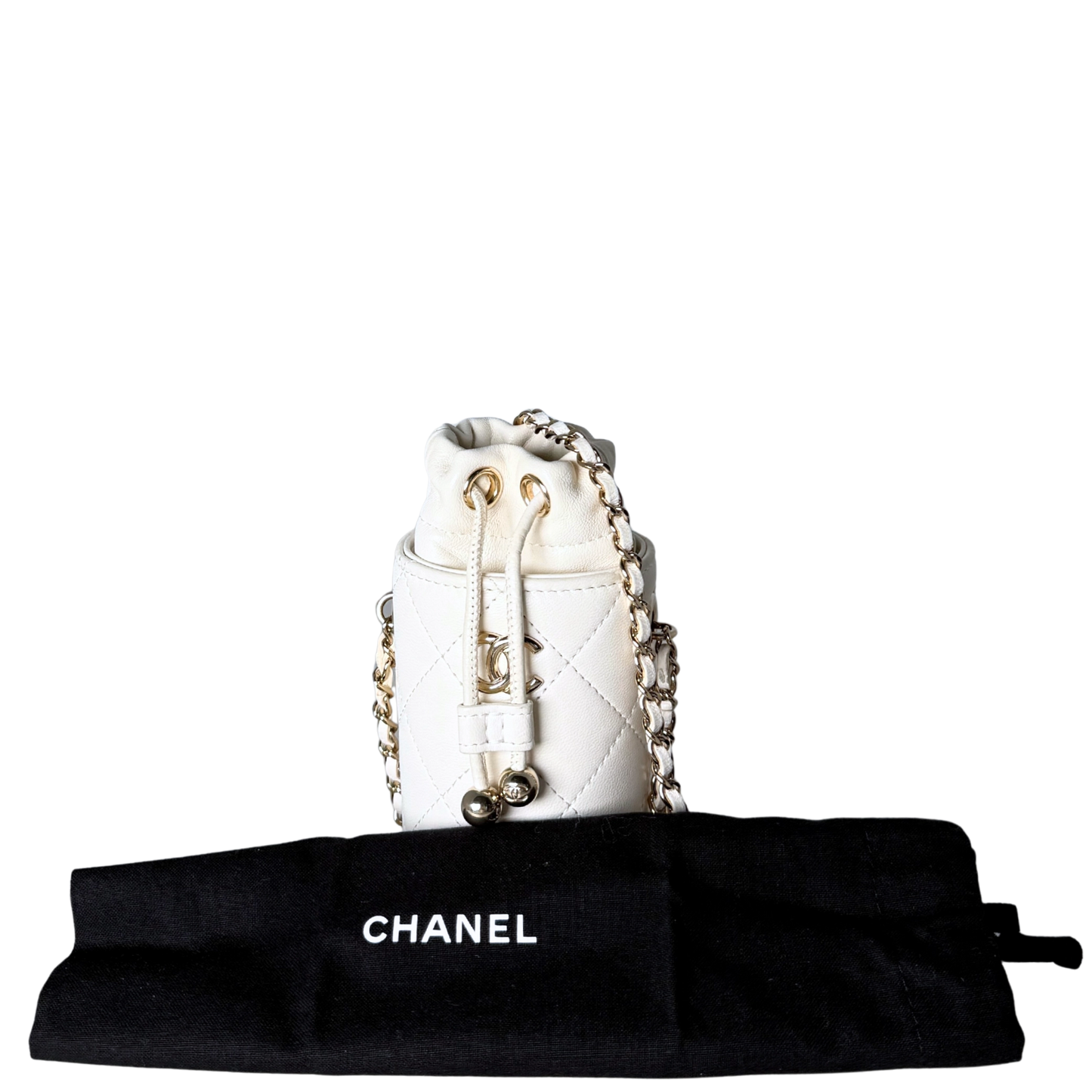 Chanel Mini-Eimertasche Weiß / sehr gut Chanel