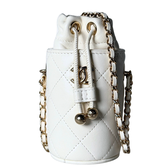Chanel Mini-Eimertasche Weiß / sehr gut Chanel