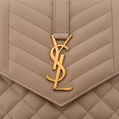 Saint Laurent Envelope Tasche mit Überschlag Dark Beige / neuwertig Saint Laurent