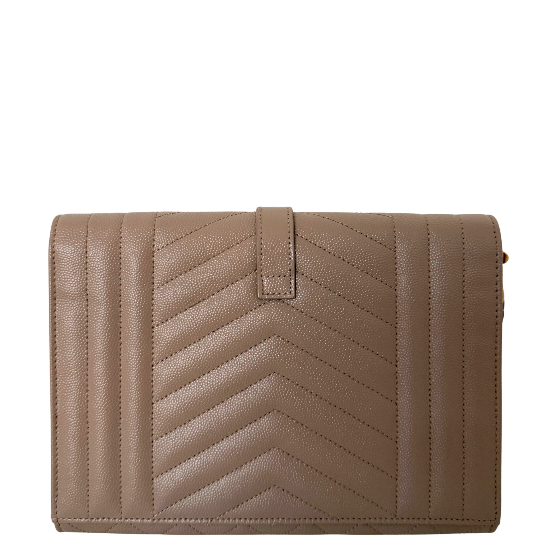 Saint Laurent Envelope Tasche mit Überschlag Dark Beige / neuwertig Saint Laurent