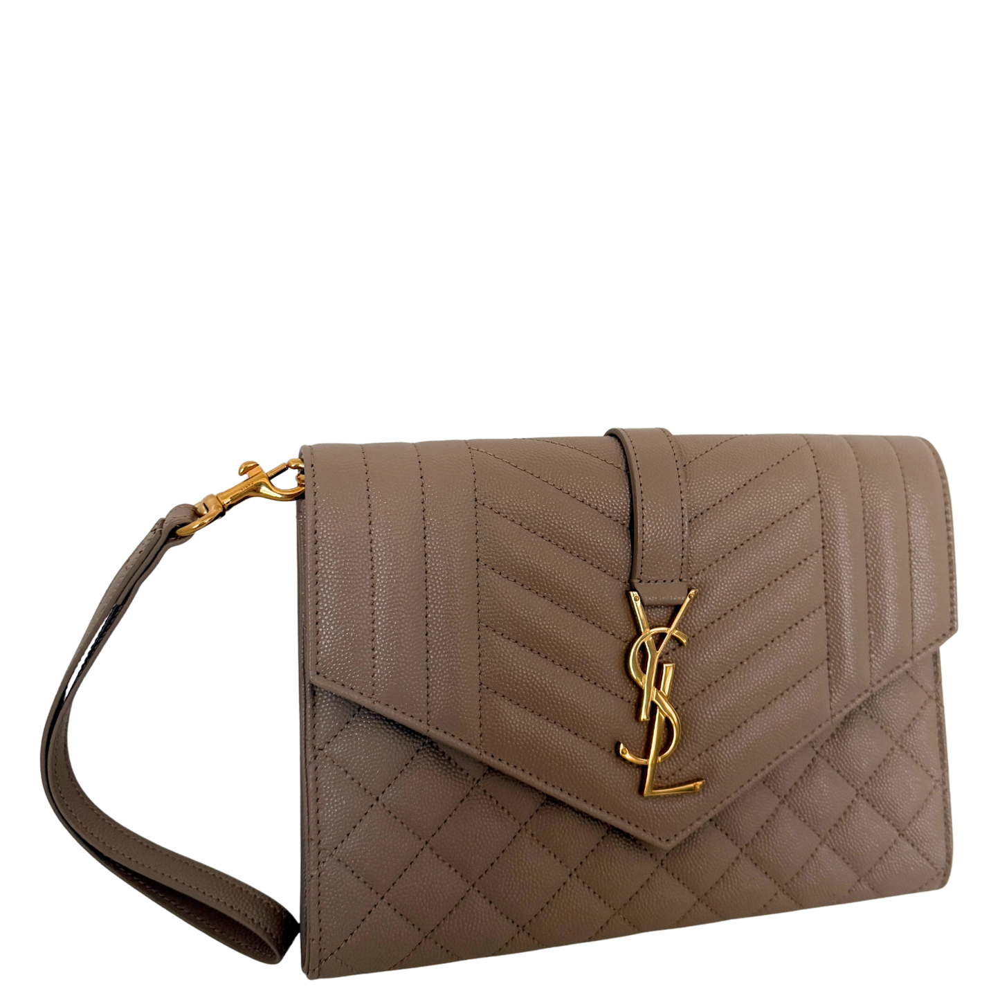 Saint Laurent Envelope Tasche mit Überschlag Dark Beige / neuwertig Saint Laurent
