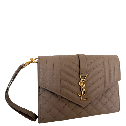 Saint Laurent Envelope Tasche mit Überschlag Dark Beige / neuwertig Saint Laurent