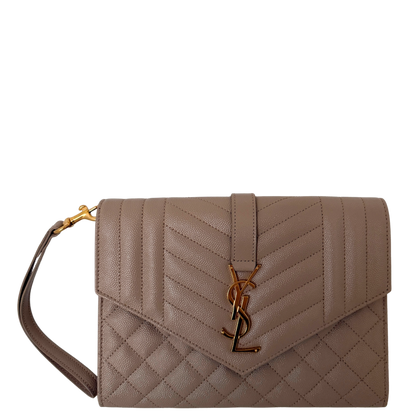 Saint Laurent Envelope Tasche mit Überschlag Dark Beige / neuwertig Saint Laurent