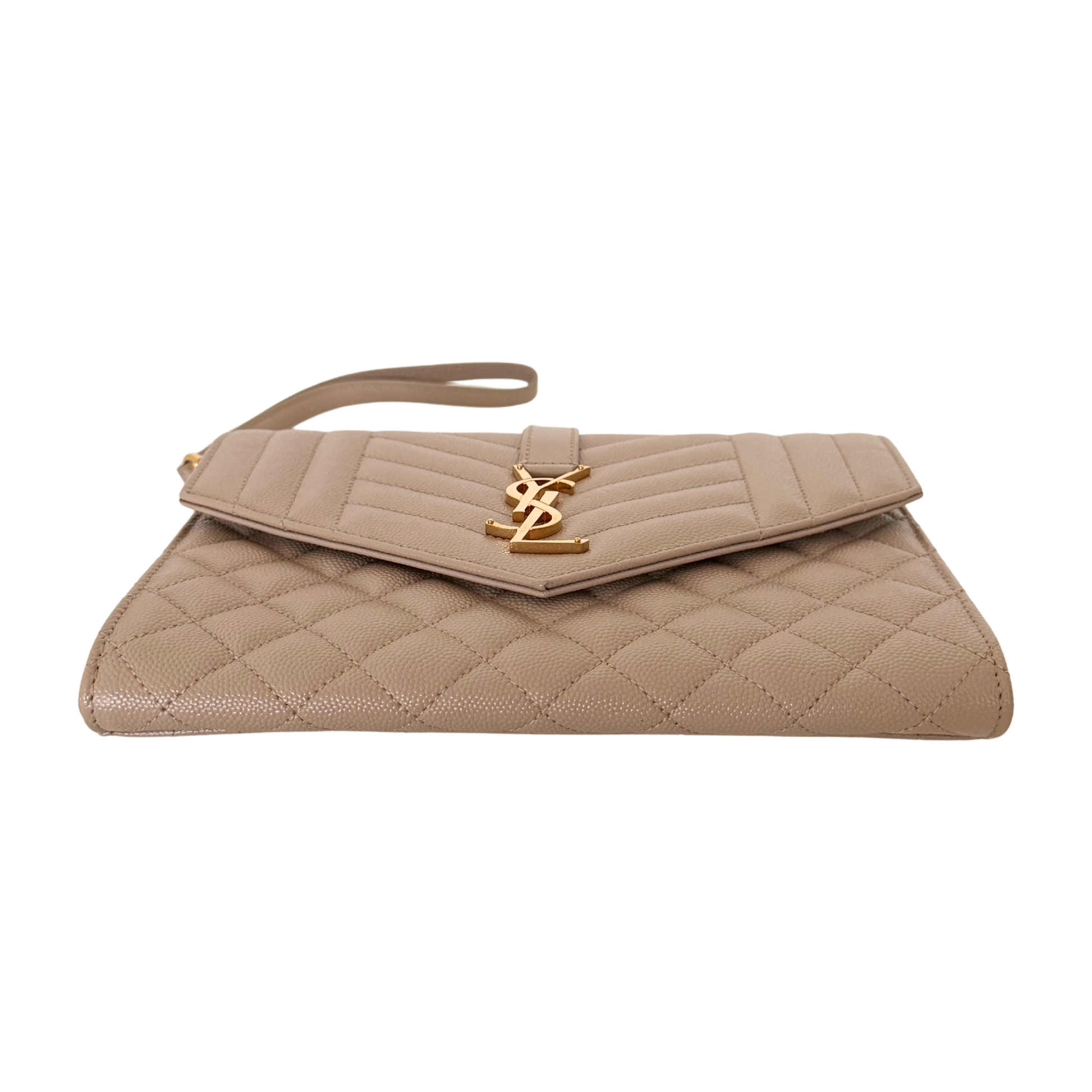 Saint Laurent Envelope Tasche mit Überschlag Dark Beige / neuwertig Saint Laurent