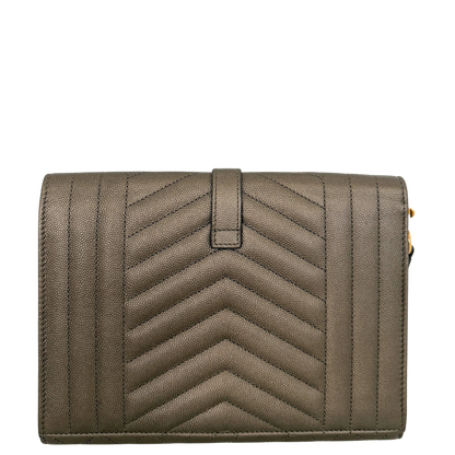 Saint Laurent Envelope Tasche mit Überschlag Metallic Taupe / neuwertig Saint Laurent